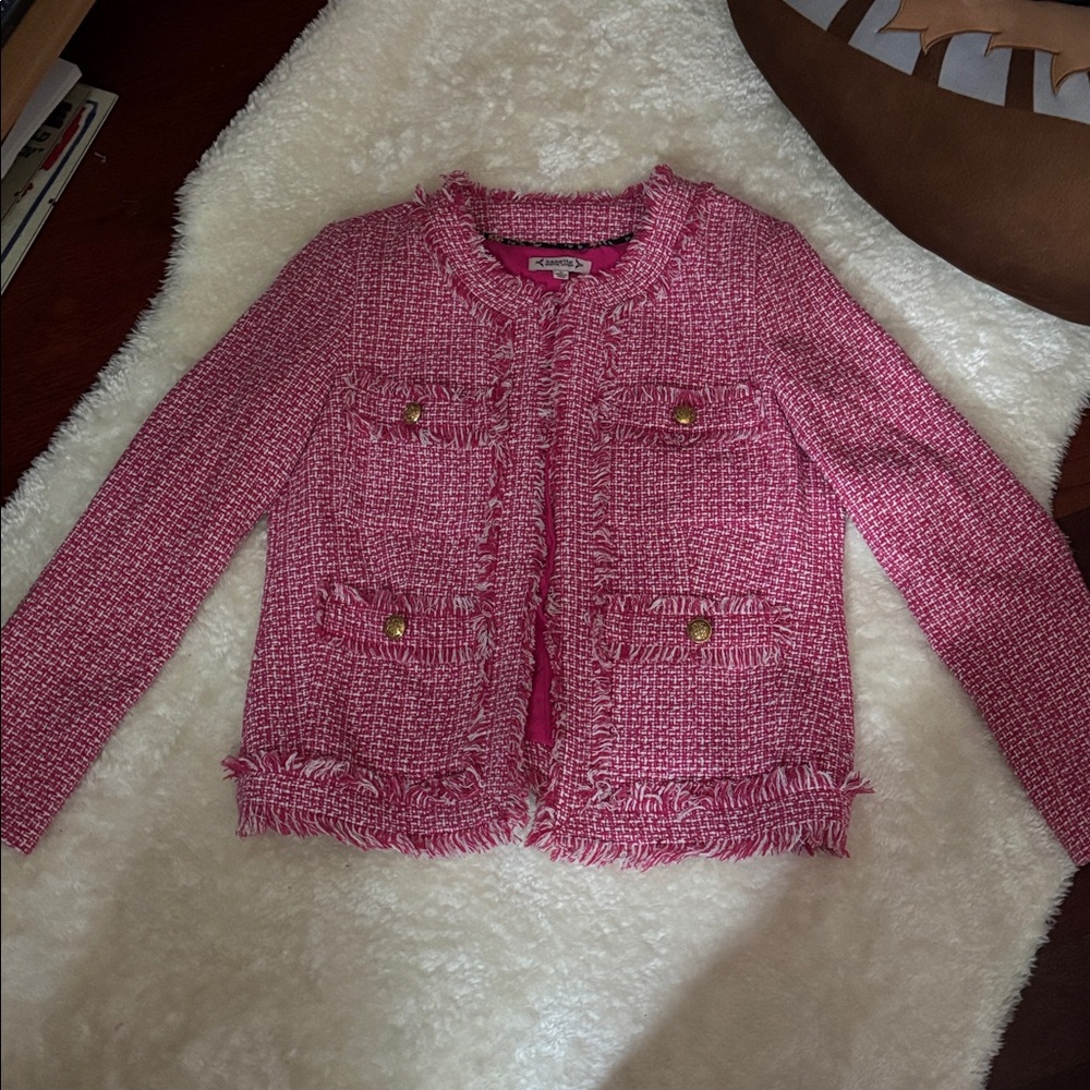 Pink Herringbone Tweed Jacket